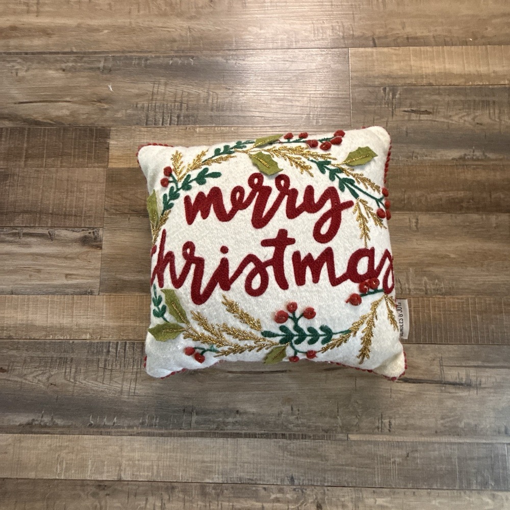 Merry Christmas Throw Pillow 11 X 11 Inches